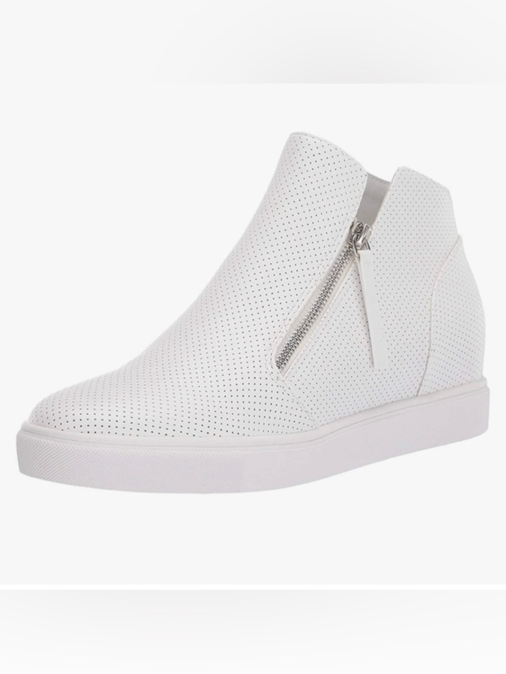 Steve Madden White Perforated Slip-On with Side Zip